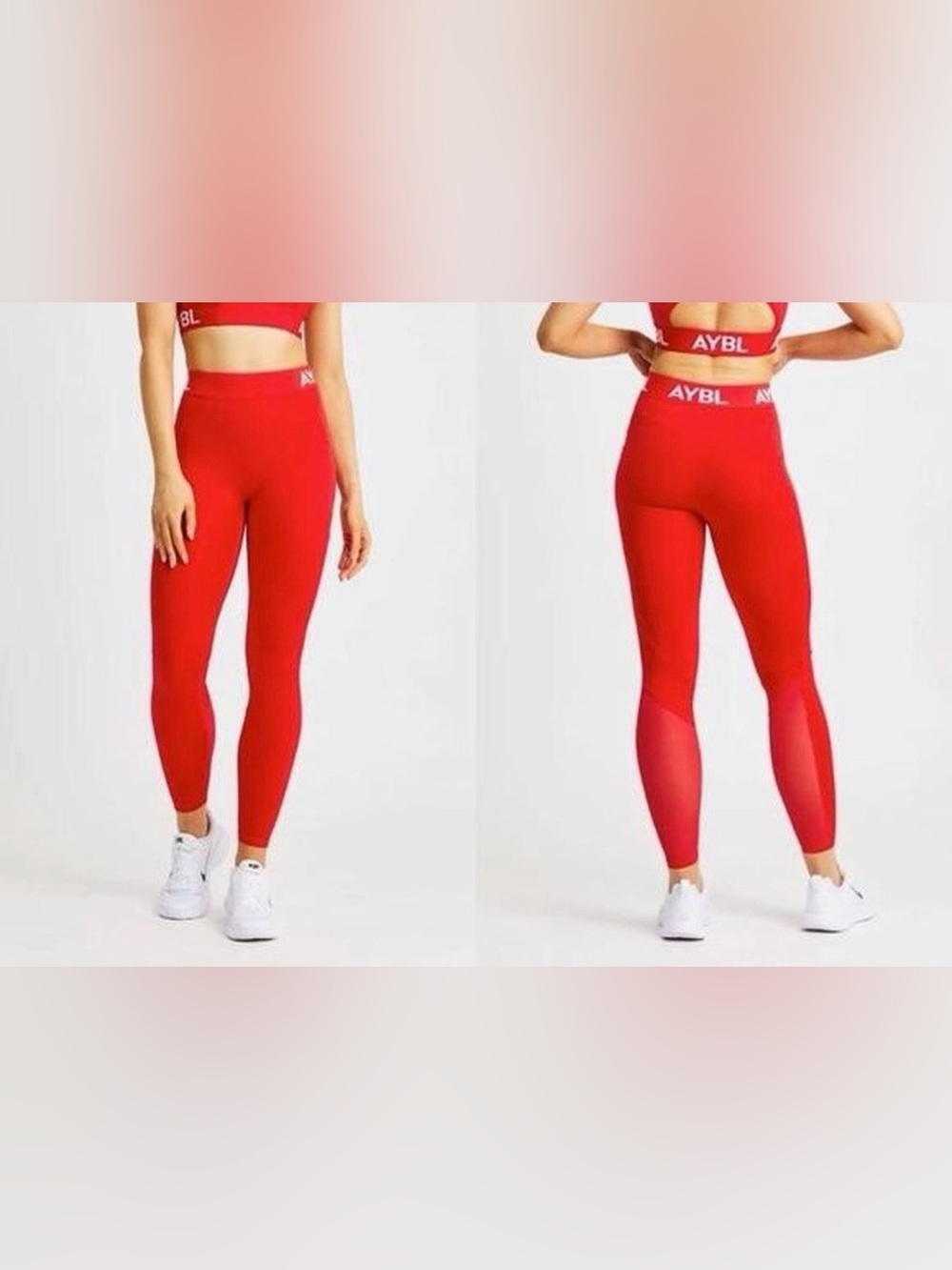 AYBL Red Seam-Detail High Waist Leggings, Pockets, Size Small
